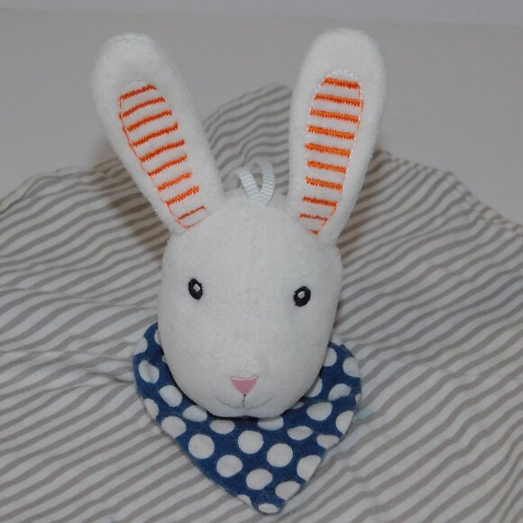 IKEA LEKA White Gray Striped Bunny Rabbit Security Blanket Baby Lovey nunu - Picture 2 of 7